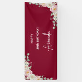 Elegant Pink Floral Personalized Birthday Banner (Verticaal)