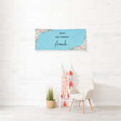 Elegant Pink Floral Personalized Birthday Banner (Insitu)
