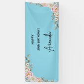 Elegant Pink Floral Personalized Birthday Banner (Verticaal)