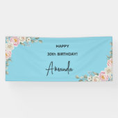 Elegant Pink Floral Personalized Birthday Banner (Horizontaal)