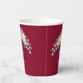 Elegant Pink Floral Personalized Disposable Cup Papieren Bekers (Links)