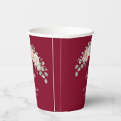 Elegant Pink Floral Personalized Disposable Cup Papieren Bekers (Rechts)