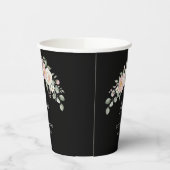 Elegant Pink Floral Personalized Disposable Cup Papieren Bekers (Links)