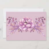 Elegant Pink Floral Quinceanera Uitnodiging (Achterkant)