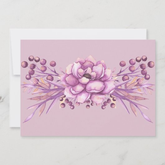 Elegant Pink Floral Quinceanera Uitnodiging (Achterkant)