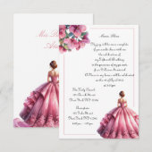 Elegant Pink Floral Quinceañera Uitnodiging (Voorkant / Achterkant)
