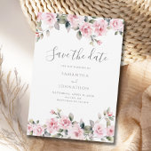 Elegant Pink Floral Roos Wedding Save The Date