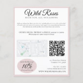 Elegant Pink Floral Rozen Haarstylist Flyer (Achterkant)