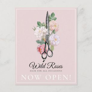 Elegant Pink Floral Rozen Haarstylist Flyer