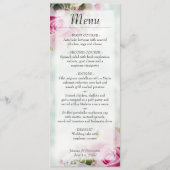 Elegant Pink Floral Rozen & Peony Buds Wedding Menu (Voorkant)