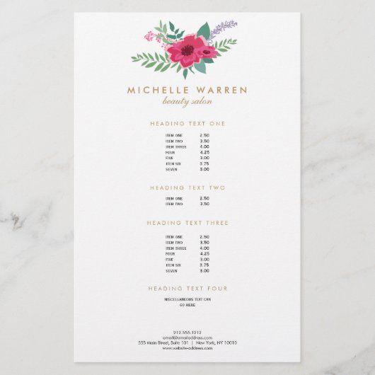 Elegant Pink Floral Salon Flyer (Voorkant)