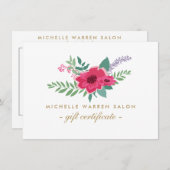 Elegant Pink Floral Salon Gift Certificate (Voorkant / Achterkant)