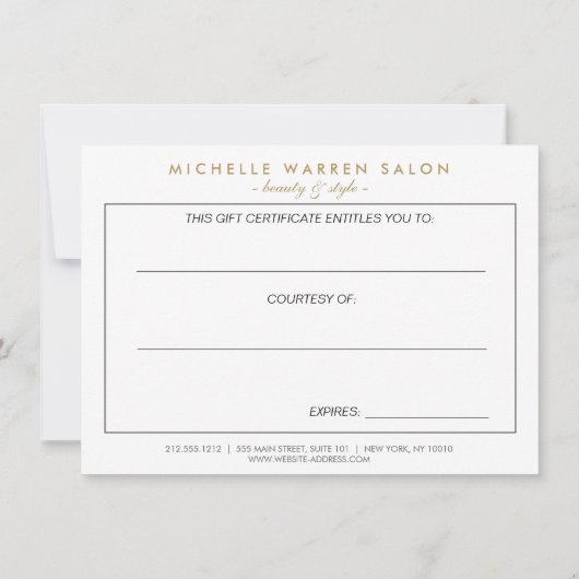 Elegant Pink Floral Salon Gift Certificate (Achterkant)