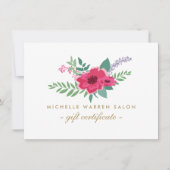 Elegant Pink Floral Salon Gift Certificate (Voorkant)