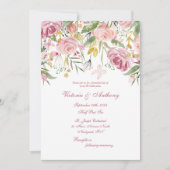 Elegant Pink Floral Script Weddenschap Kaart (Voorkant)