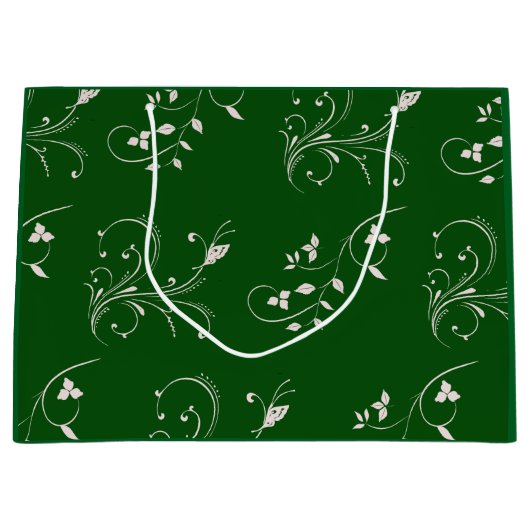 Elegant Pink Floral Swirl  Groot Cadeauzakje (Voorkant)