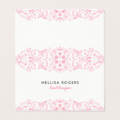 Elegant Pink Floral Swirls Lace Visitekaartje (Buitenkant ongevouwen)