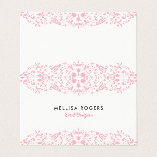 Elegant Pink Floral Swirls Lace Visitekaartje (Buitenkant ongevouwen)