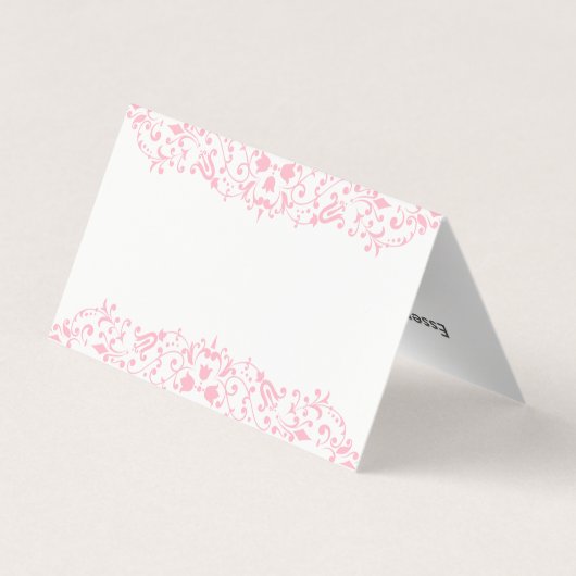 Elegant Pink Floral Swirls Lace Visitekaartje (Achterkant)