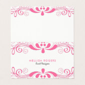 Elegant Pink Floral Swirls Lace Visitekaartje (Buitenkant ongevouwen)