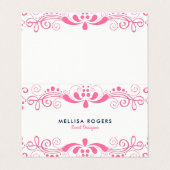 Elegant Pink Floral Swirls Lace Visitekaartje (Buitenkant ongevouwen)