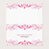 Elegant Pink Floral Swirls Lace Visitekaartje (Buitenkant ongevouwen)
