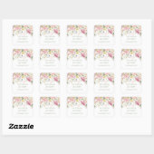 Elegant Pink Floral Typography Wedding Vierkante Sticker (Vel)