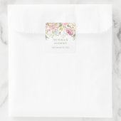 Elegant Pink Floral Typography Wedding Vierkante Sticker (Tas)