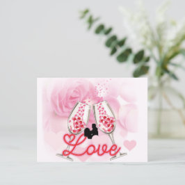 Elegant Pink Floral Valentijnsdag Briefkaart