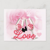 Elegant Pink Floral Valentijnsdag Briefkaart (Voorkant)