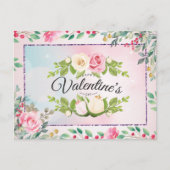 Elegant Pink Floral Valentijnsdag Briefkaart (Voorkant)