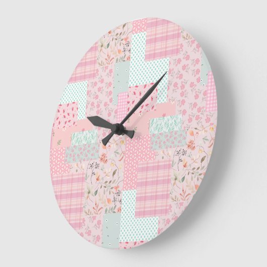 Elegant Pink Floral Wall Clock | Soft Rose Aesthet Grote Klok (Hoek)