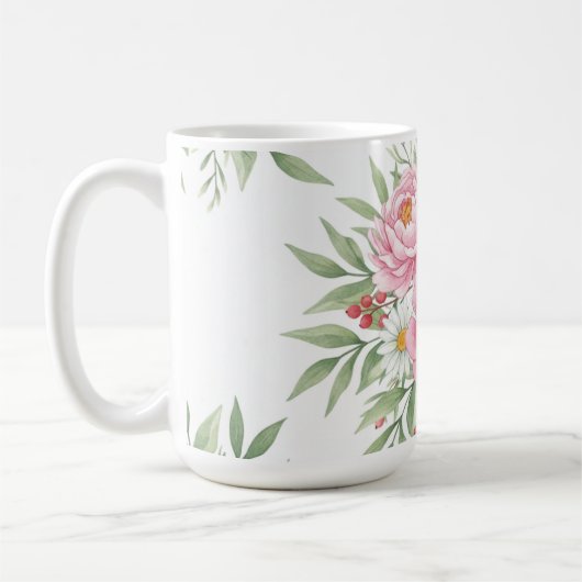Elegant Pink Floral Watercolor Coffee Mug"  Koffiemok (Links)