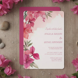 Elegant Pink Floral Watercolor Wedding Kaart