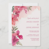Elegant Pink Floral Watercolor Wedding Kaart (Voorkant)