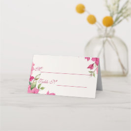 Elegant Pink Floral Watercolor Wedding Plaatskaartje