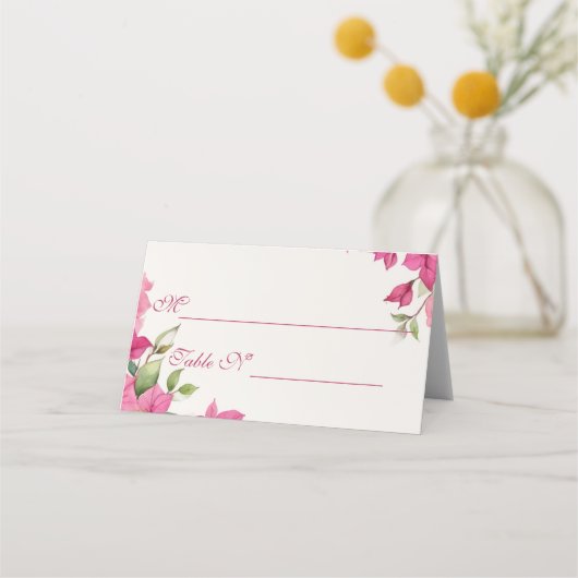 Elegant Pink Floral Watercolor Wedding Plaatskaartje (Voorkant)