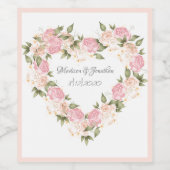 Elegant Pink Floral Waterverf Gepersonaliseerd huw Wijn Etiket (Enkel label)