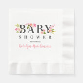 Elegant Pink Floral Waterverf Girl Baby shower Servet (Voorkant)