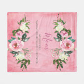 Elegant Pink Floral Waterverf Moeder mama Fleece Deken (Voorkant (Horizontaal))