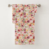 Elegant Pink Floral Waterverf Peony Flower Bad Handdoek (Insitu)
