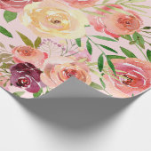 Elegant Pink Floral Waterverf Peony Flower Cadeaupapier (Hoek)