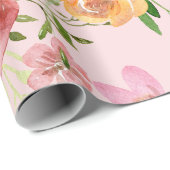 Elegant Pink Floral Waterverf Peony Flower Cadeaupapier (Rol Hoek)