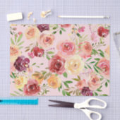 Elegant Pink Floral Waterverf Peony Flower Tissuepapier (Craft)