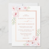 Elegant Pink Floral Waterverf Roos Gold Wedding Kaart (Voorkant)