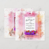 Elegant Pink Floral Waterverf Vrijgezellenfeest Kaart (Voorkant / Achterkant)