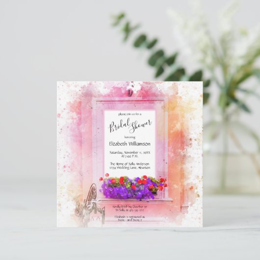 Elegant Pink Floral Waterverf Vrijgezellenfeest Kaart (Staand voorkant)