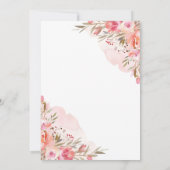 Elegant Pink Floral Waterverf Weddenschap Gold Kaart (Achterkant)