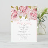 Elegant Pink Floral Waterverf Weddenschap Kaart (Staand voorkant)