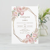 Elegant Pink Floral Waterverf Weddenschap Kaart (Staand voorkant)